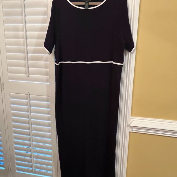 Women's Ralph Lauren Navy/White Maxi Dress 2X - Picture 1 of 4